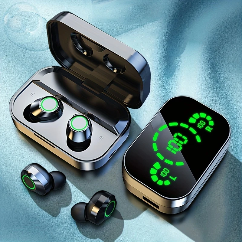 Wireless Earbuds with Digital Display, HiFi HD Stereo Sound, Noise Reduction Calling, USB Type-C Charging