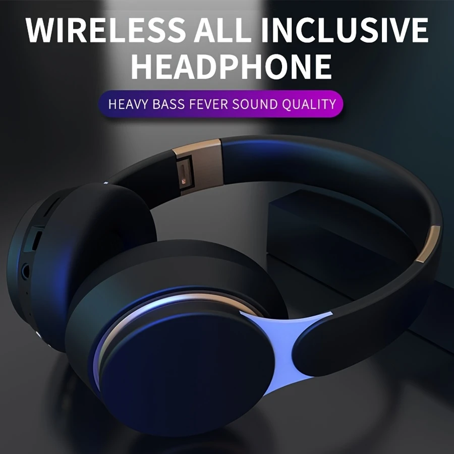 Wireless BT Headphones Over Ear Comfortable Foldable Headset with Built