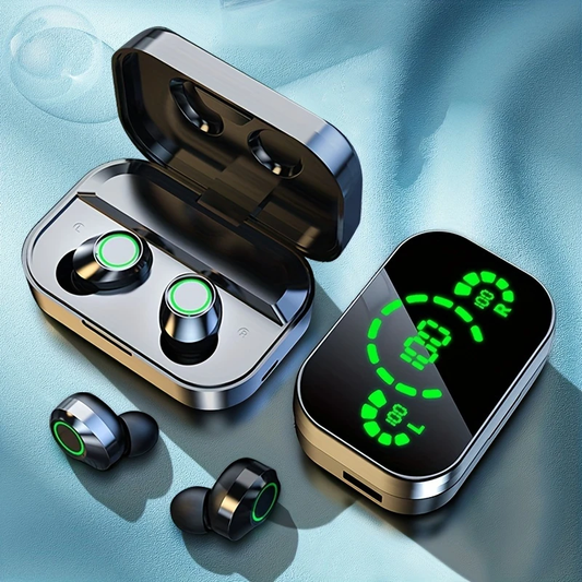 Wireless Earbuds with Digital Display, HiFi HD Stereo Sound, Noise Reduction Calling, USB Type-C Charging