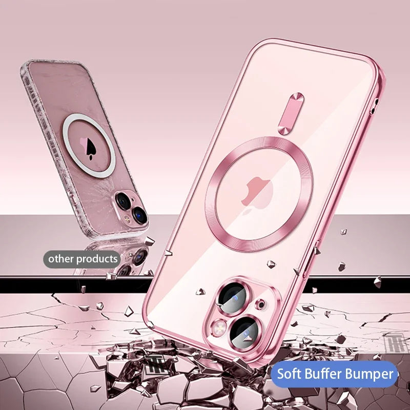 Luxury Plating Silicone TPU iPhone Case with MagSafe