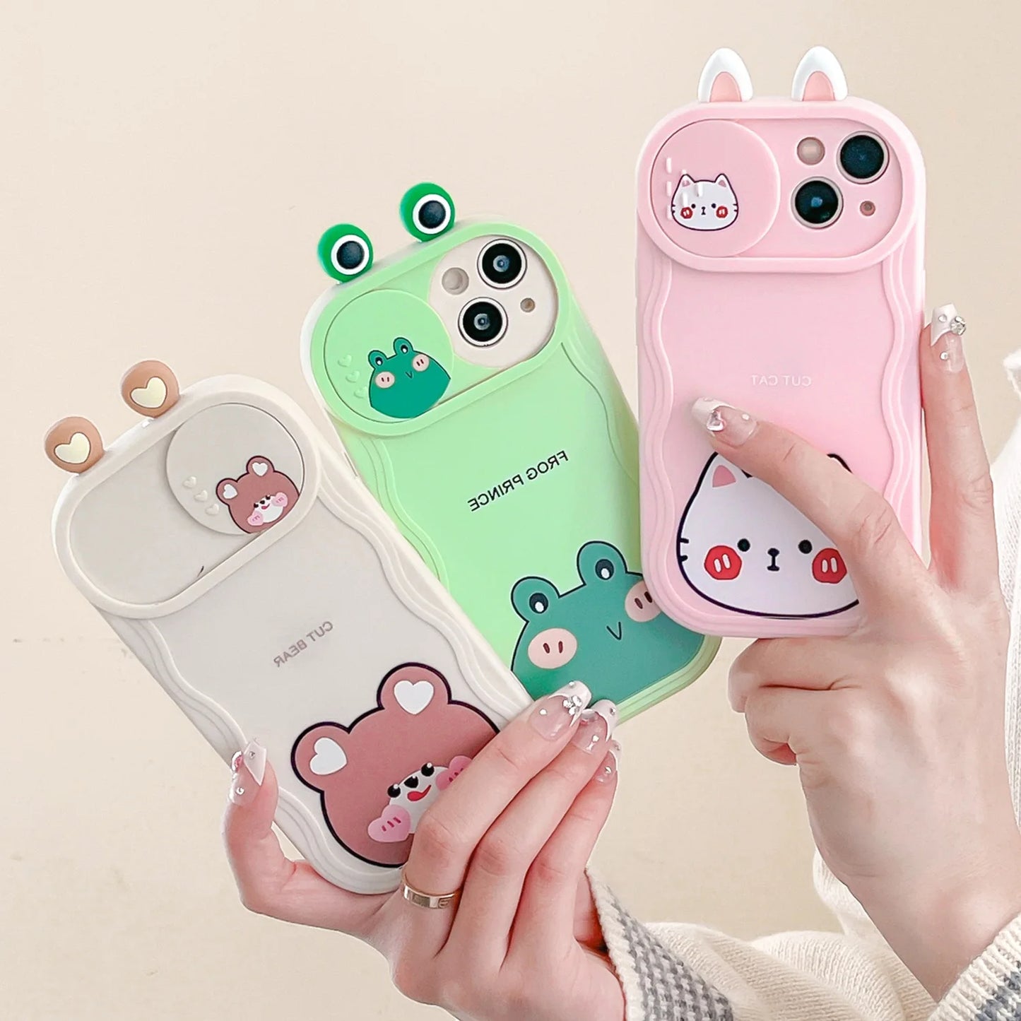 Cute Animal Sliding Camera iPhone Case